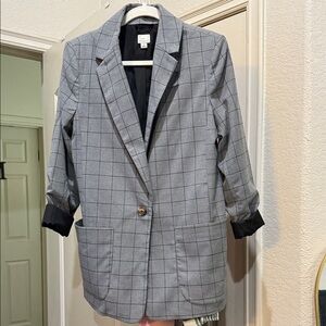 Gray Plaid Women's Blazer